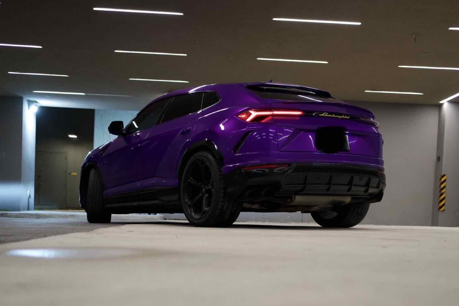 Purple Lamborghini Urus rear